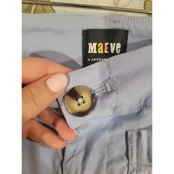 Anthropologie Maeve Collete Pants Wide Leg Cropped Light Blue Sz 29 Casual Linen - Picture 6 of 9